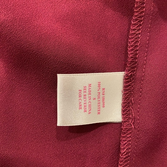 Harper & Gray Size S Silky Pleated Front Elastic Waist Burgundy Zip Midi Skirt - Picture 10 of 12